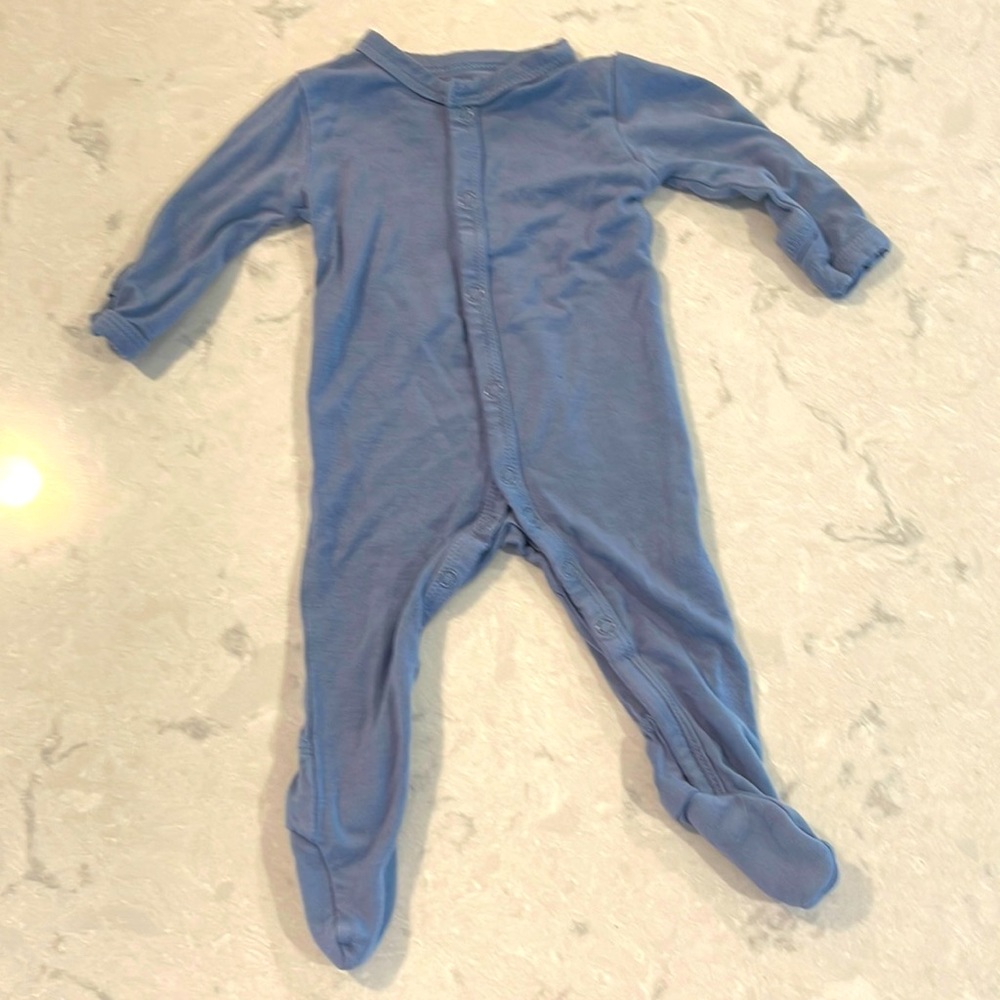 Kyte Baby Button Footie in Steel Blue
